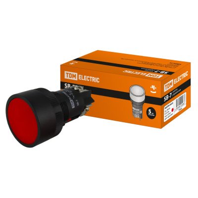 Кнопка SВ-7 "Стоп" с возвратом, 1НЗ, d22 мм, красная, IP40 TDM