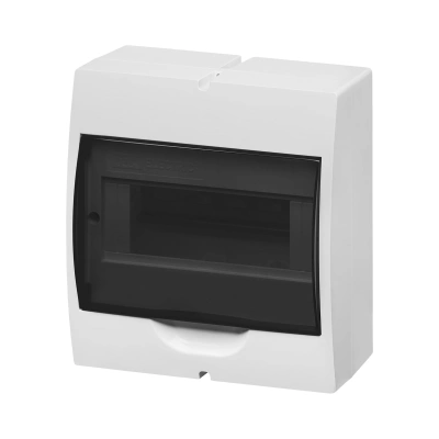 Щит ЩРН-П-8 модулей, навесной, пластик, белый, дымчатая дверца, IP41 TDM