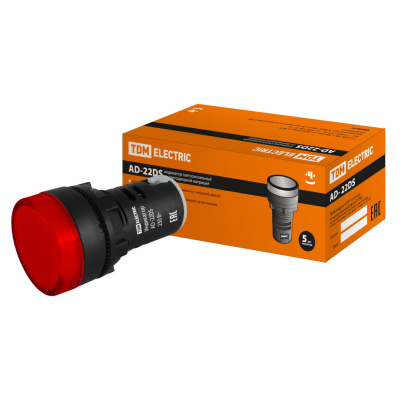 Лампа AD-22DS(LED)матрица d22мм красный 230В TDM
