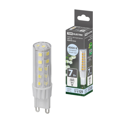Лампа светодиодная G9-7 Вт-230 В-4000 К, SMD, 17,5x65,5 мм TDM