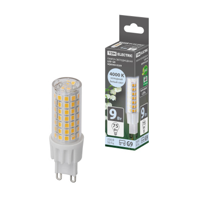 Лампа светодиодная G9-9 Вт-230 В-4000 К, SMD, 21,5x70,5 мм TDM