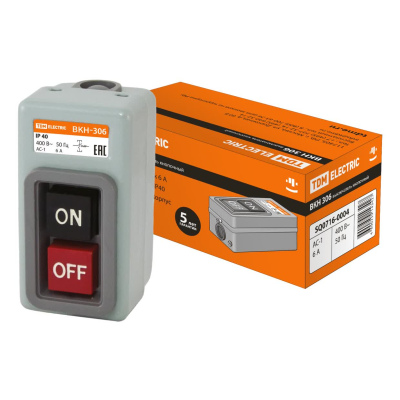 Выключатель кнопочный с блокировкой ВКН-306 3Р 6А 230/400В IP40 TDM