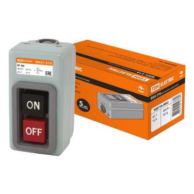 Выключатель кнопочный с блокировкой ВКН-316 3Р 16А 230/400В IP40 TDM