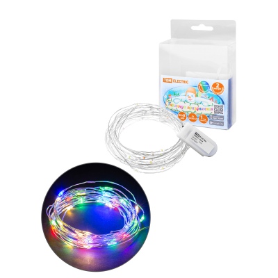Гирлянда светодиодная "Роса20" 20LED, 2м, многоцвет., 2хCR2032 , TDM