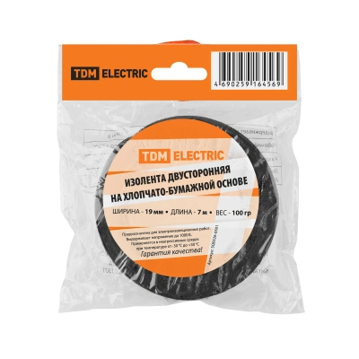Изолента ХБ 19мм*7м двусторонняя (100 г)TDM
