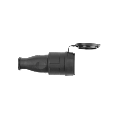 Розетка переносная с заглушкой каучук, 2Р+РЕ, 16А, 250В, IP44, черная TDM