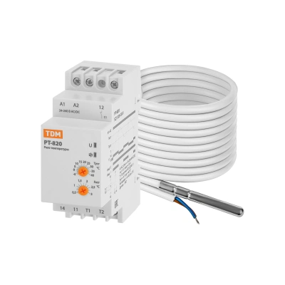 Реле температуры РТ-820 (-5+40С, 24-240В АС/DC, с датч. IP67) TDM