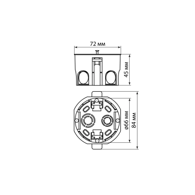 Установочная коробка СП D68х45мм, саморезы, пл. лапки, синяя, IP20, TDM
