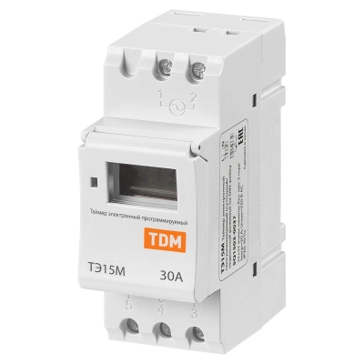 Таймер электронный на DIN-рейку ТЭ15М-1мин/7дн-32on/off-30А-DIN TDM