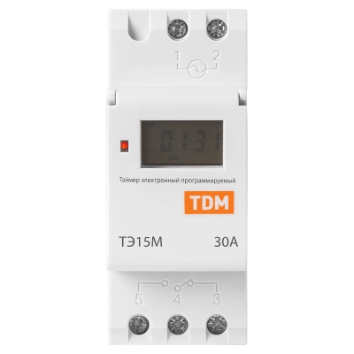 Таймер электронный на DIN-рейку ТЭ15М-1мин/7дн-32on/off-30А-DIN TDM