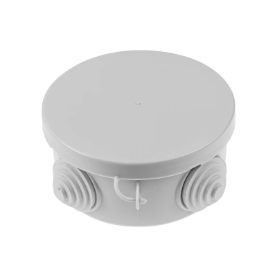 Распаячная коробка ОП D85х40 мм, крышка, IP54, 4 вх., HF, серая TDM